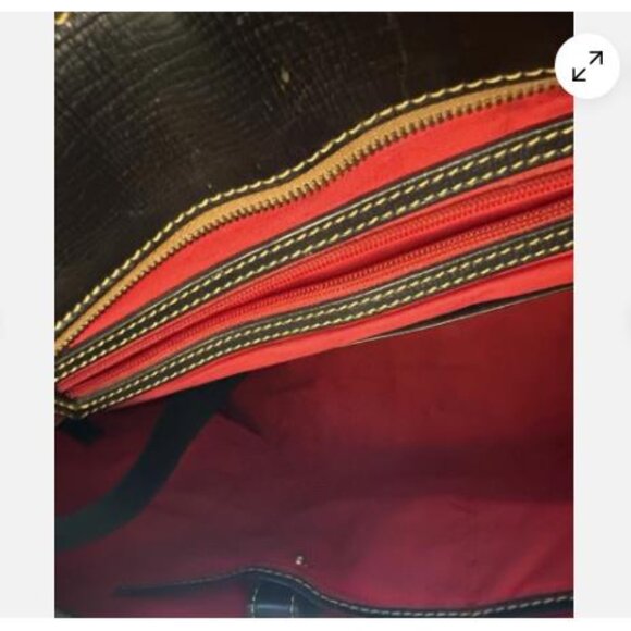 Dooney & Bourke Saffiano Tassel Bucket Tote Bag Black Tan Trim satchel Fast Ship - Picture 9 of 12